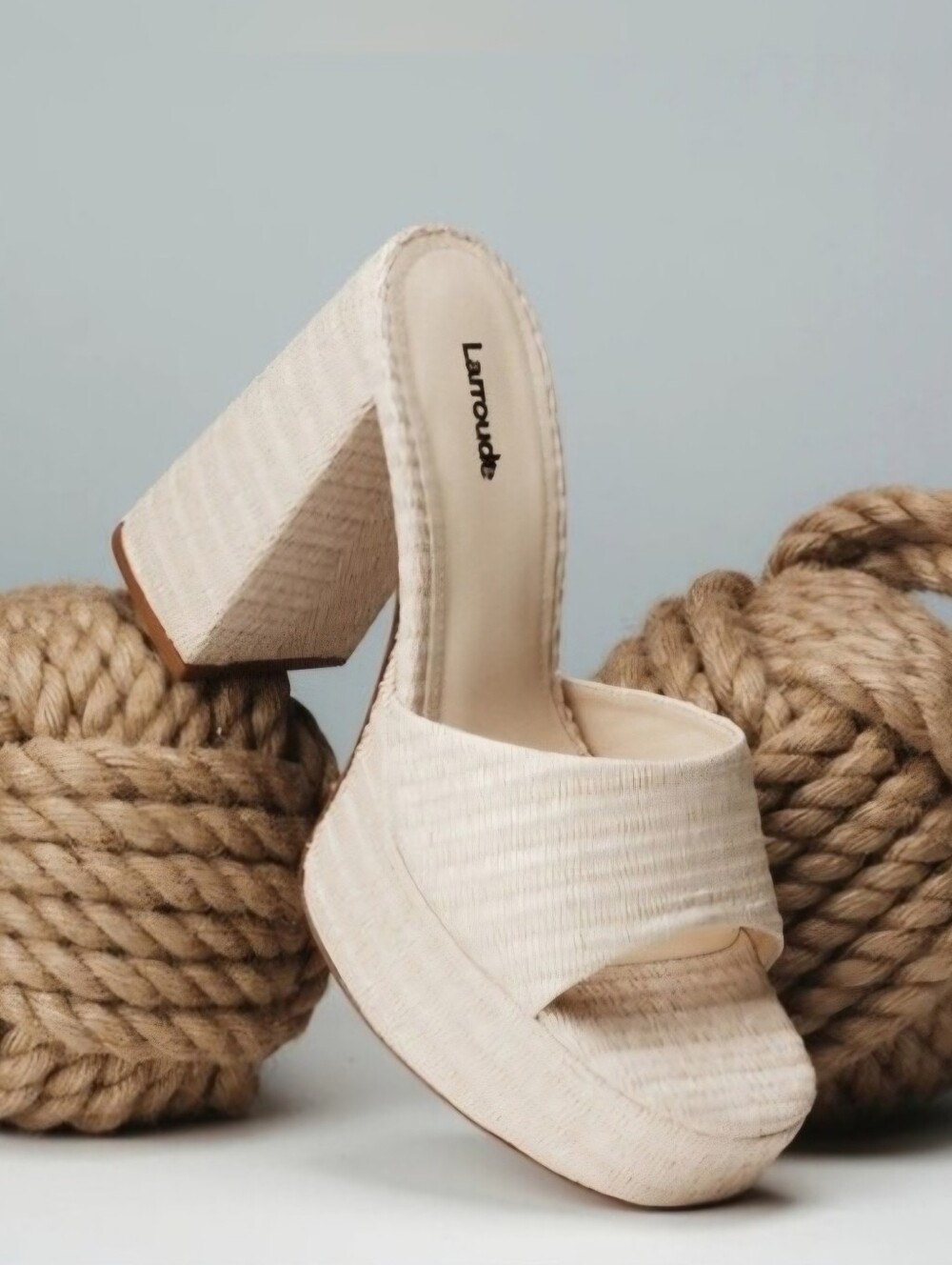 Larroudé Dolly Heels In Natural Raffia. Size 7.5. Never Worn!